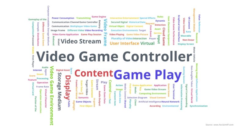 Common words used in gaming patent filings.