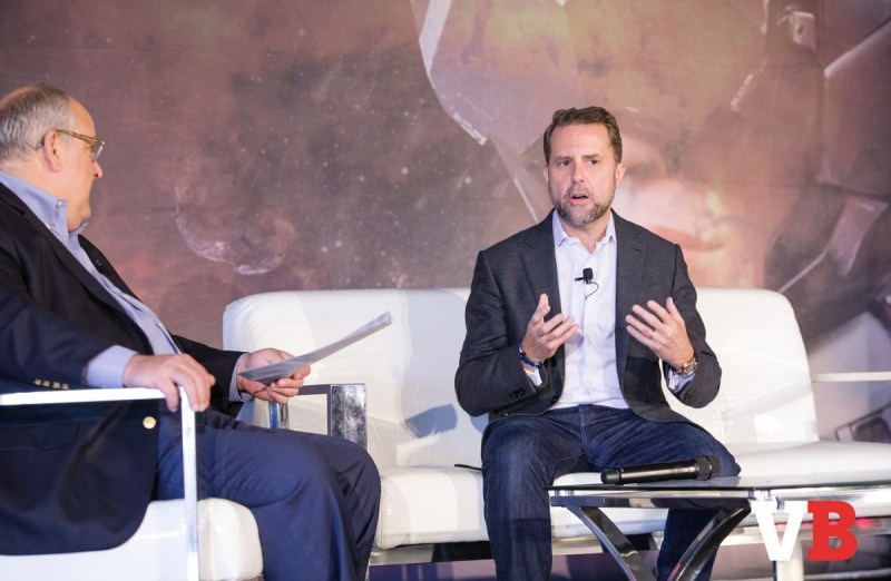 Mike Vorhaus (left) of Magid Advisors interviews former Sony game chief Andrew House.