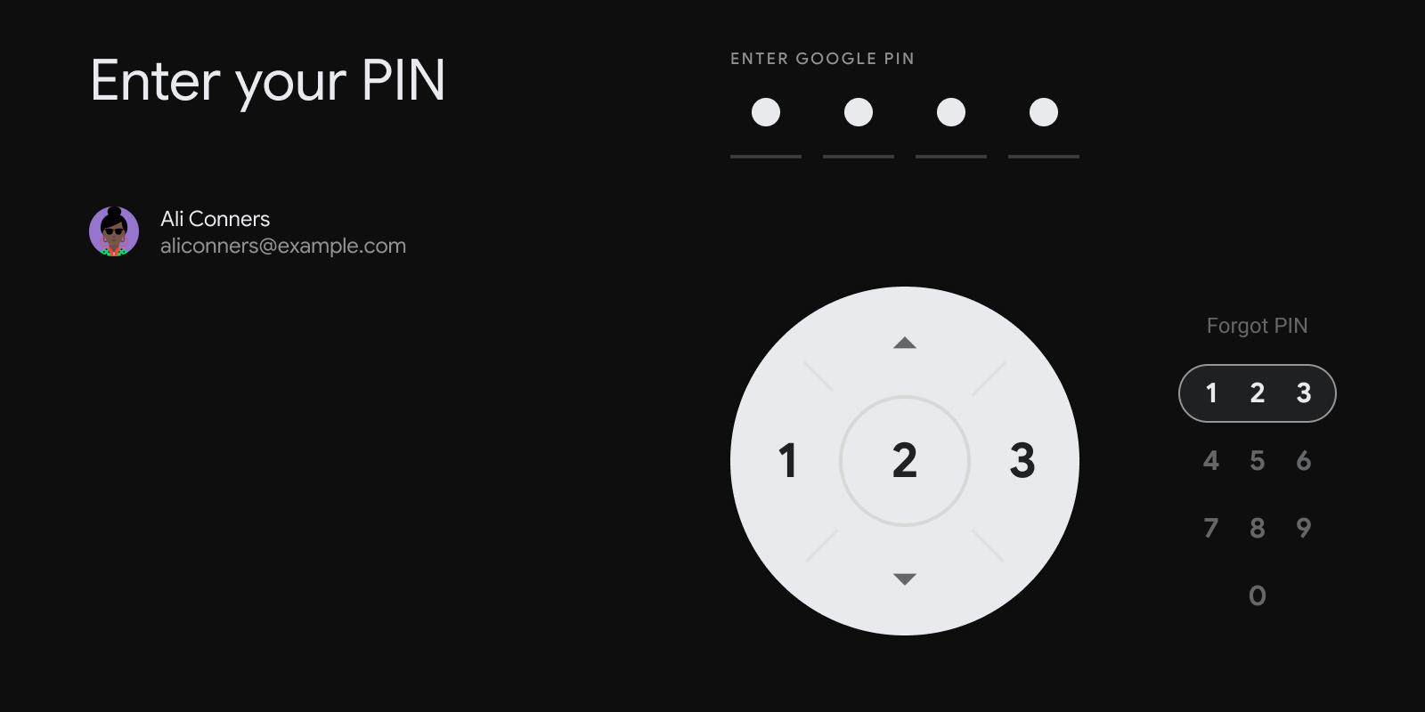 PIN entry on Android TV