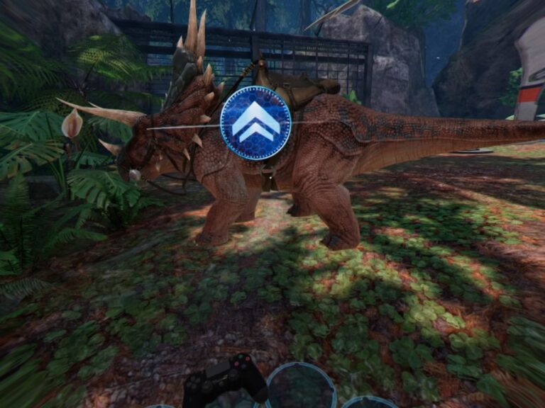 Ark Park for PSVR allows you to ride on a dinosaur's back - when the "mount dinosaur" button works.