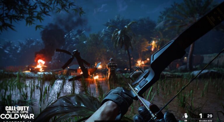 Using a bow in the Vietnam mission in Call of Duty: Black Ops -- Cold War.