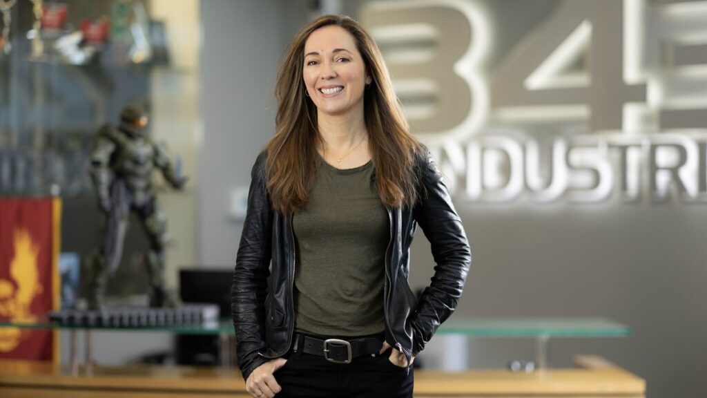 Halo steward Bonnie Ross accepts the Hall of Fame award at the DICE Awards