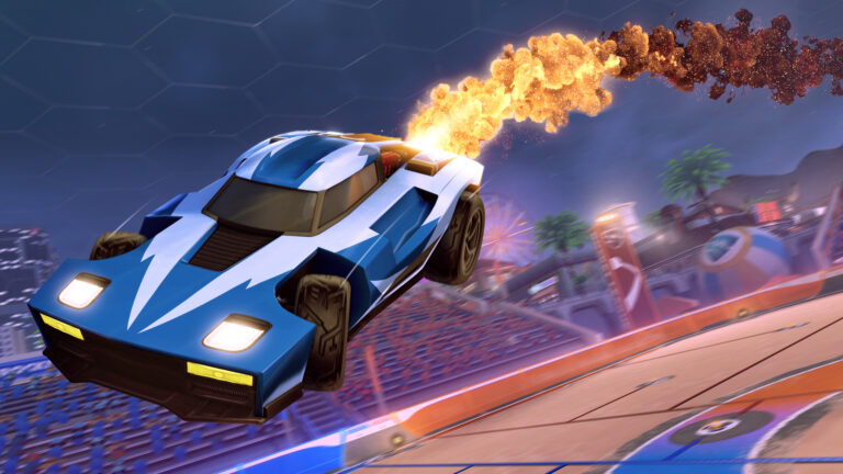 The new Golden Cosmos boost cosmetic for Legacy Rocket League players.