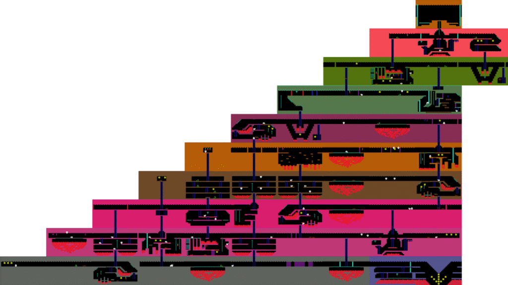 Map of level one on Montezuma's Revenge.
