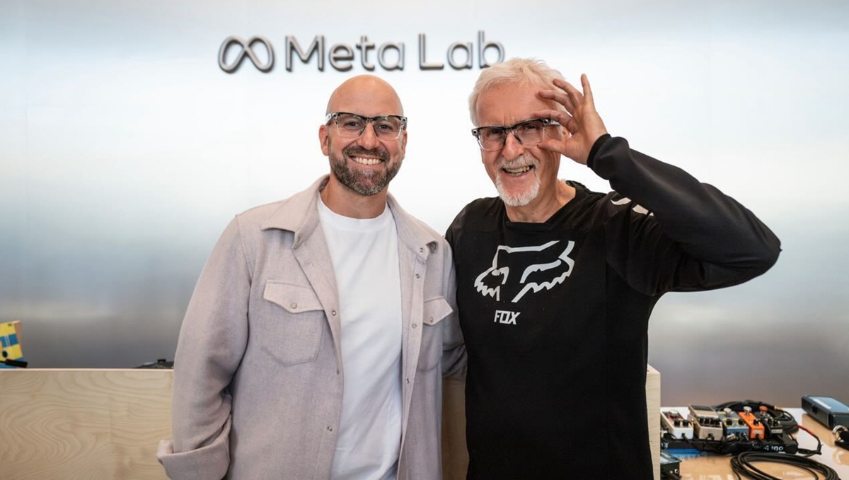 Meta's Andrew "Boz" Bosworth (left) and James Cameron of Lightstorm Vision.