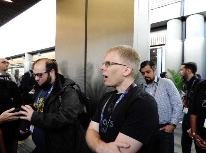 John Carmack, CTO of Oculus, speaks at the Oculus Connect 5 event.