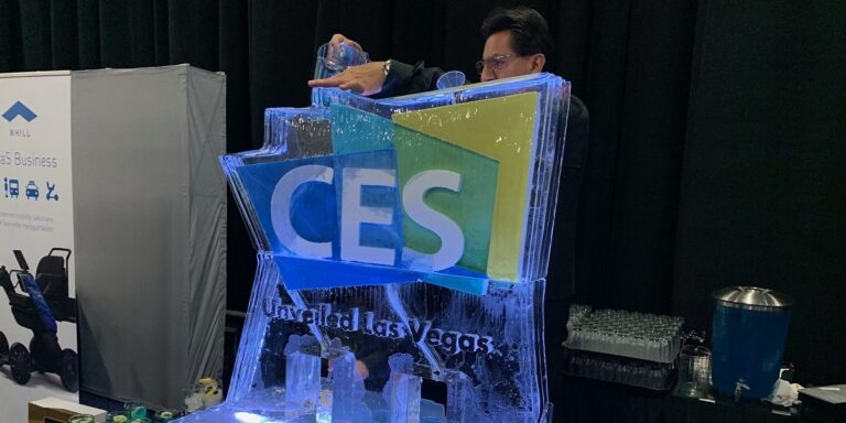 The ice sculpture at CES Unveiled, 2019.