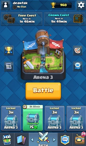 I'm stuck at arena 3 and 960 trophy points, but I'm still able to keep playing Clash Royale.