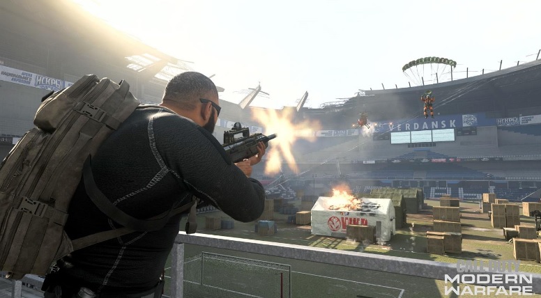 Fighting in the stadium in Warzone.