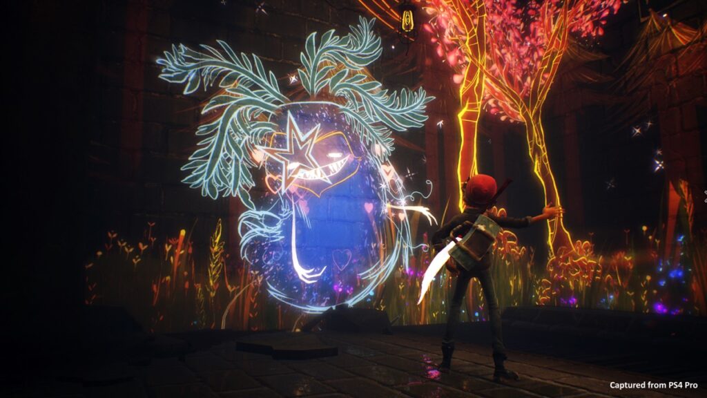 Ash interacts with the genies in the walls in Concrete Genie.