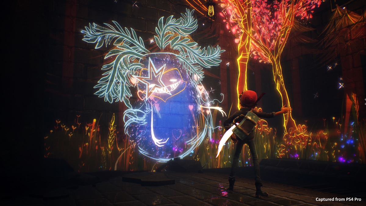 Ash interacts with the genies in the walls in Concrete Genie.