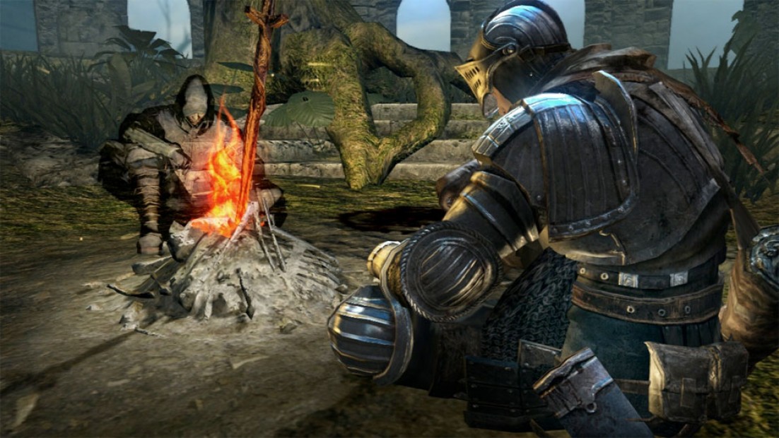 Enjoying the fire in Dark Souls.