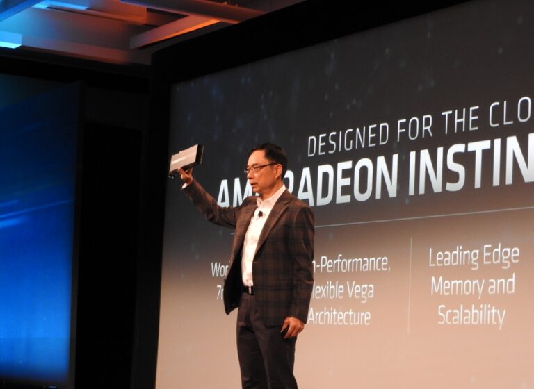 David Wang introduces AMD's first 7-nanometer GPU.