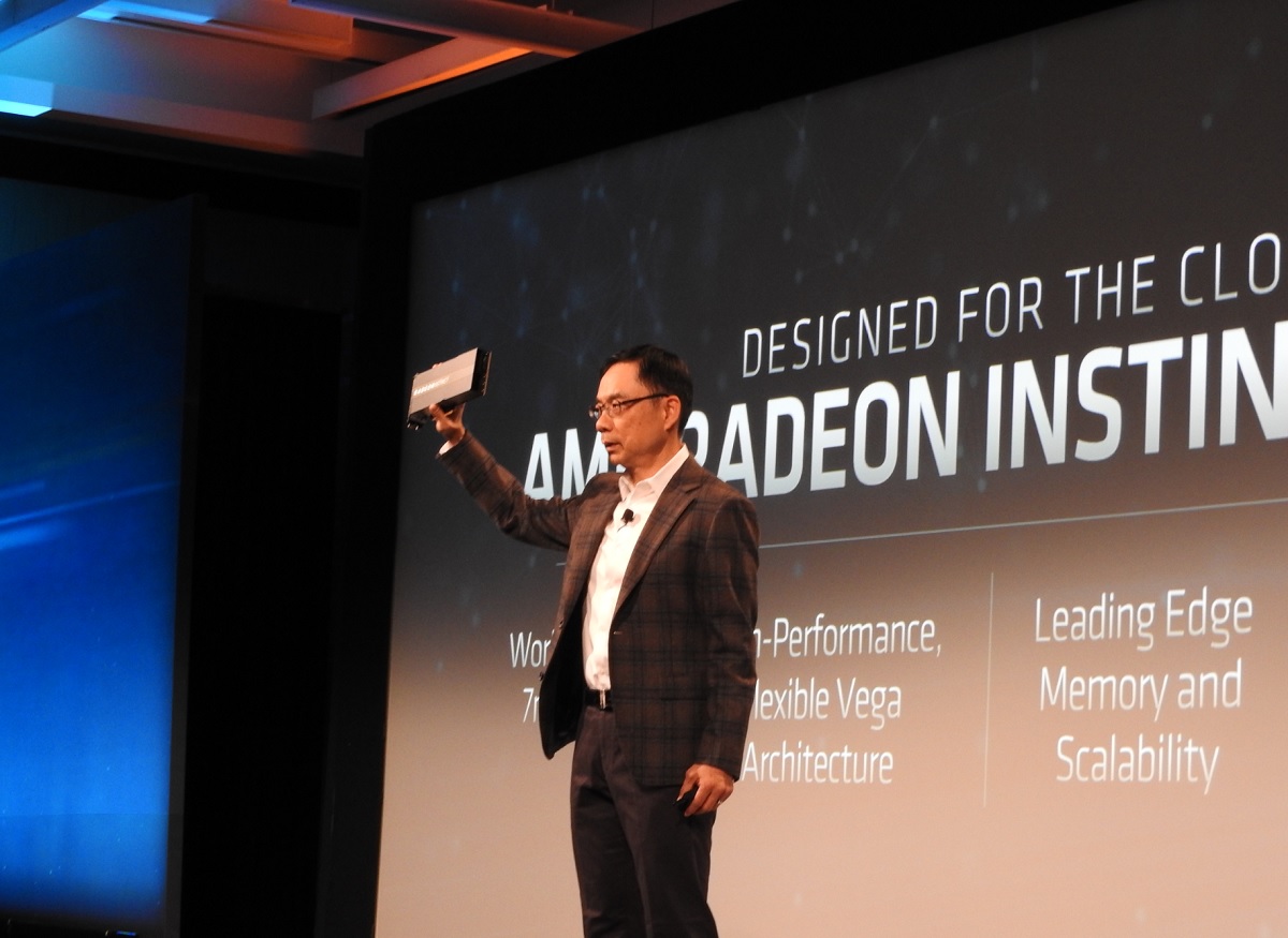 David Wang introduces AMD's first 7-nanometer GPU.