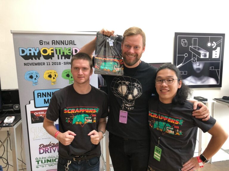 Greg Rice (center) with developers from