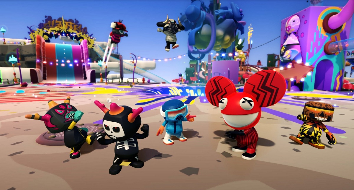 The red guy with the big ears is DeadMau5.