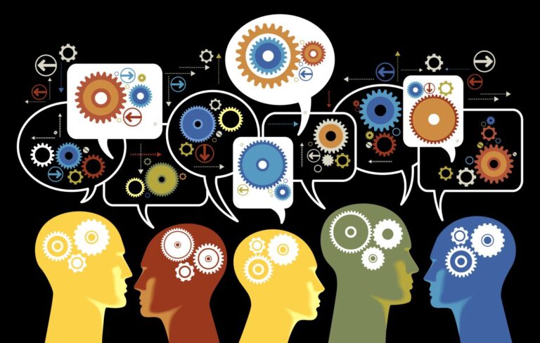 devops concept. Groups of chatbots speaking to each other.