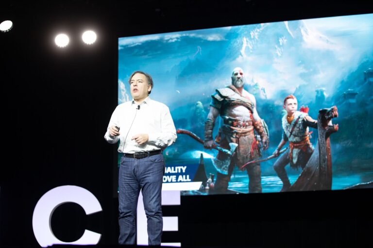 Shawn Layden of Sony gives an inspiring talk at the DICE Summit 2019.