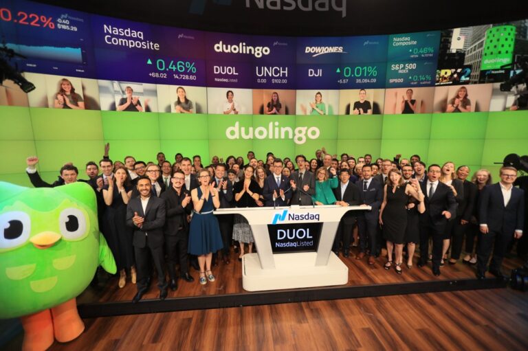 Duolingo's IPO celebration.