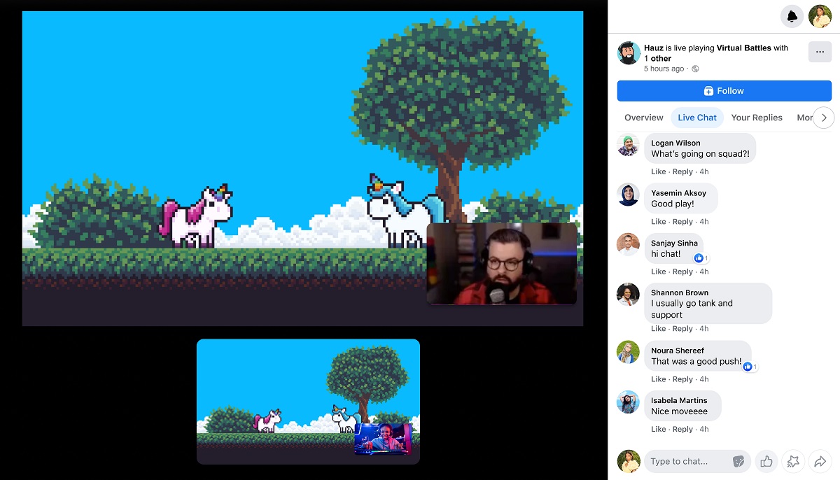 Facebook Gaming's co-streaming in action.