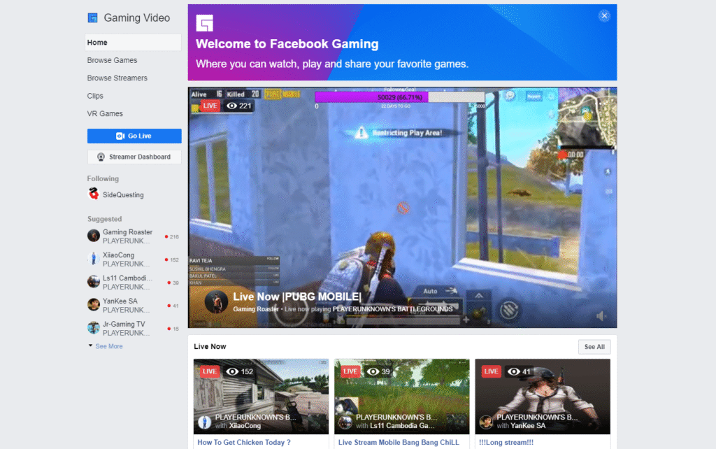 Facebook Gaming hosts a variety of livestreams.
