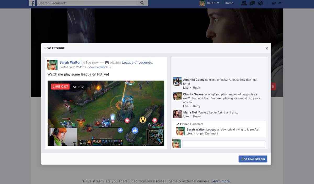 Facebook Live stream