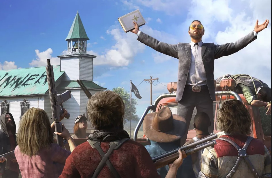 Far Cry 5's ad declares, "Nothing ever happens around here."
