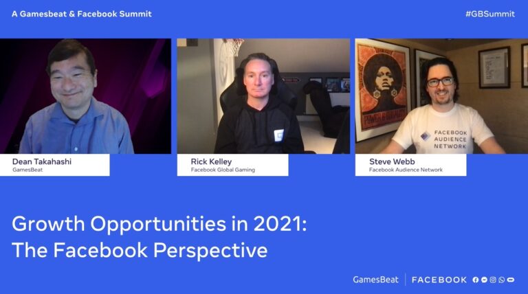 Dean Takahashi speaks with Rick Kelley (center) and Steve Webb at Facebook.
