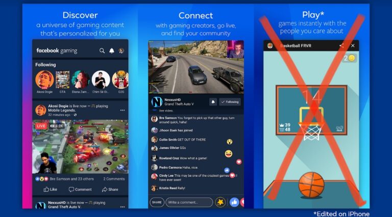Facebook Gaming on iOS is missing instant games.