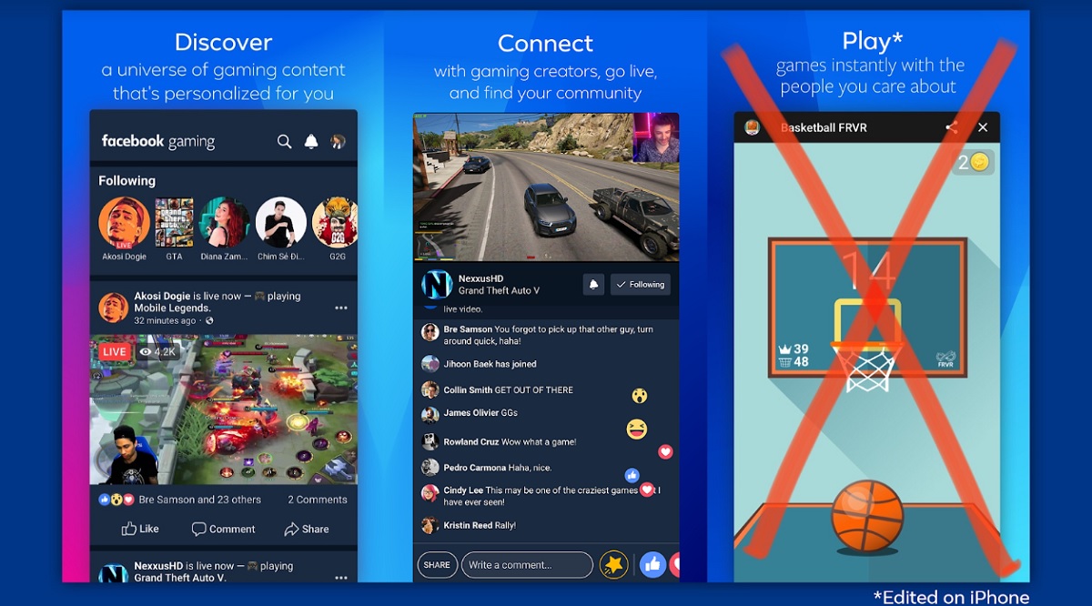 Facebook Gaming on iOS is missing instant games.