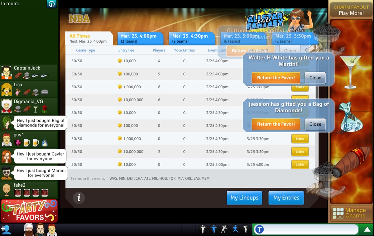FlowPlay's All Star Daily Fantasy social sports game.