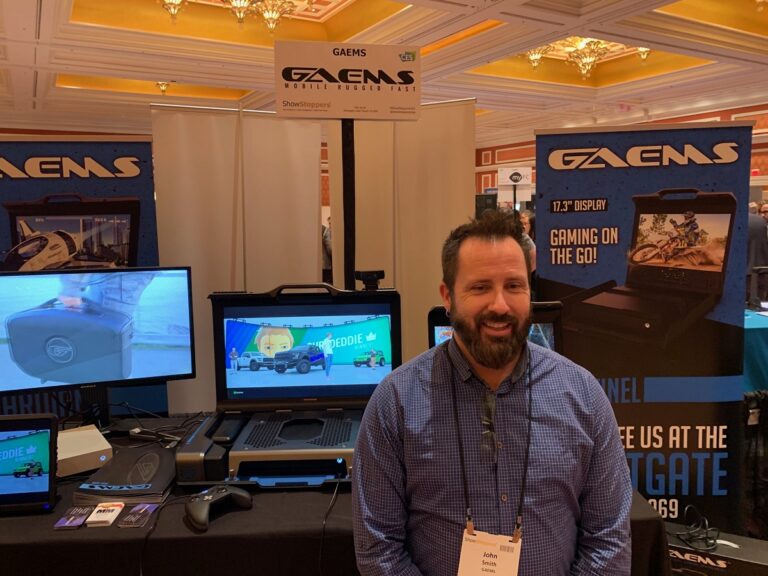 GAEMS cofounder John Smith at Showstoppers at CES 2019.