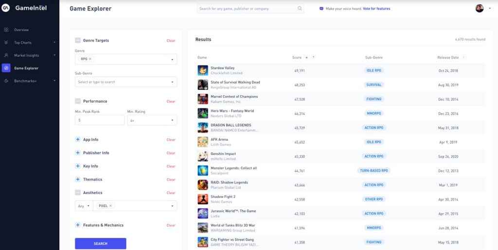 GameIntel is like an encyclopedia of trending mobile games.