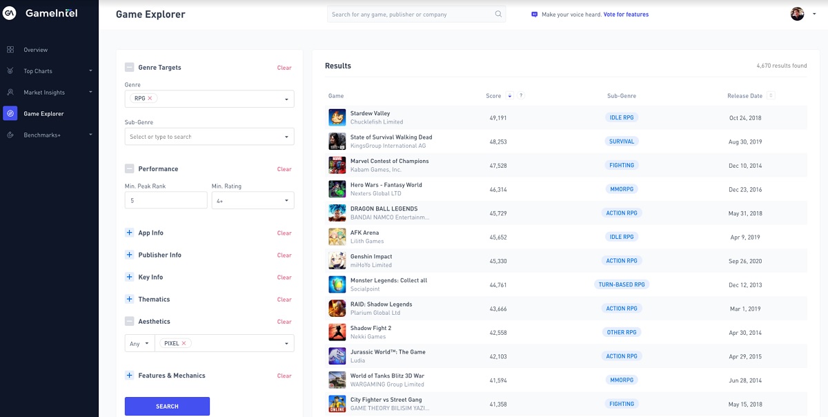 GameIntel is like an encyclopedia of trending mobile games.