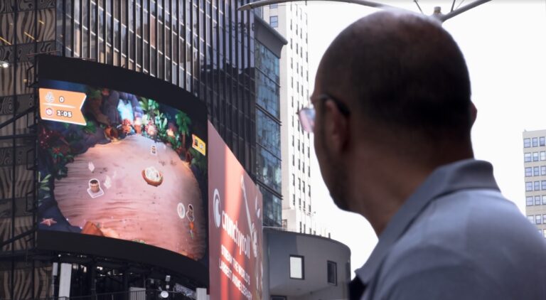 Genvid's demo of Project Monarch in Times Square.