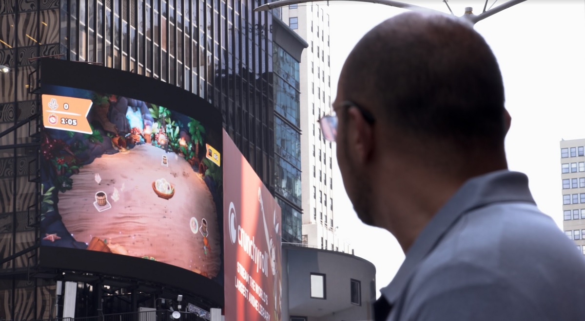 Genvid's demo of Project Monarch in Times Square.