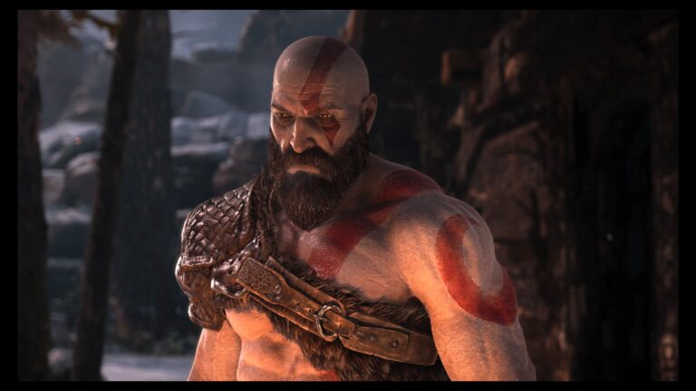 Kratos character model is filled with detail.