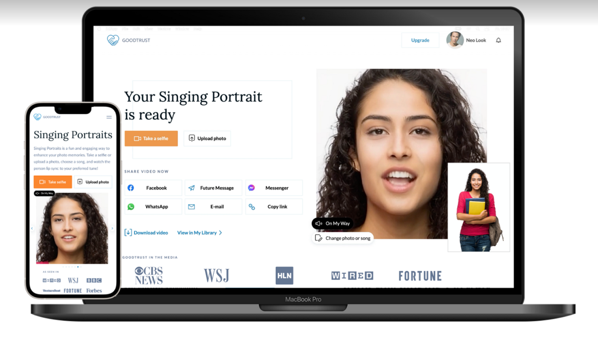 GoodTrust has created singing portraits as a way to immortalize people.