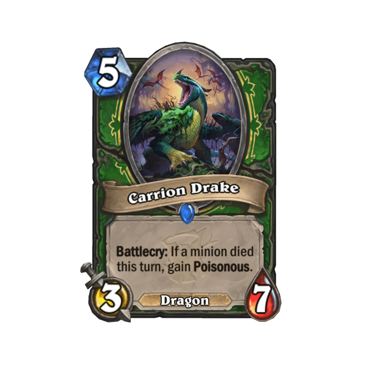 Carrion Drake is one of several new cards that might bring about Dragon Hunter in Hearthstone's Witchwood expansion.