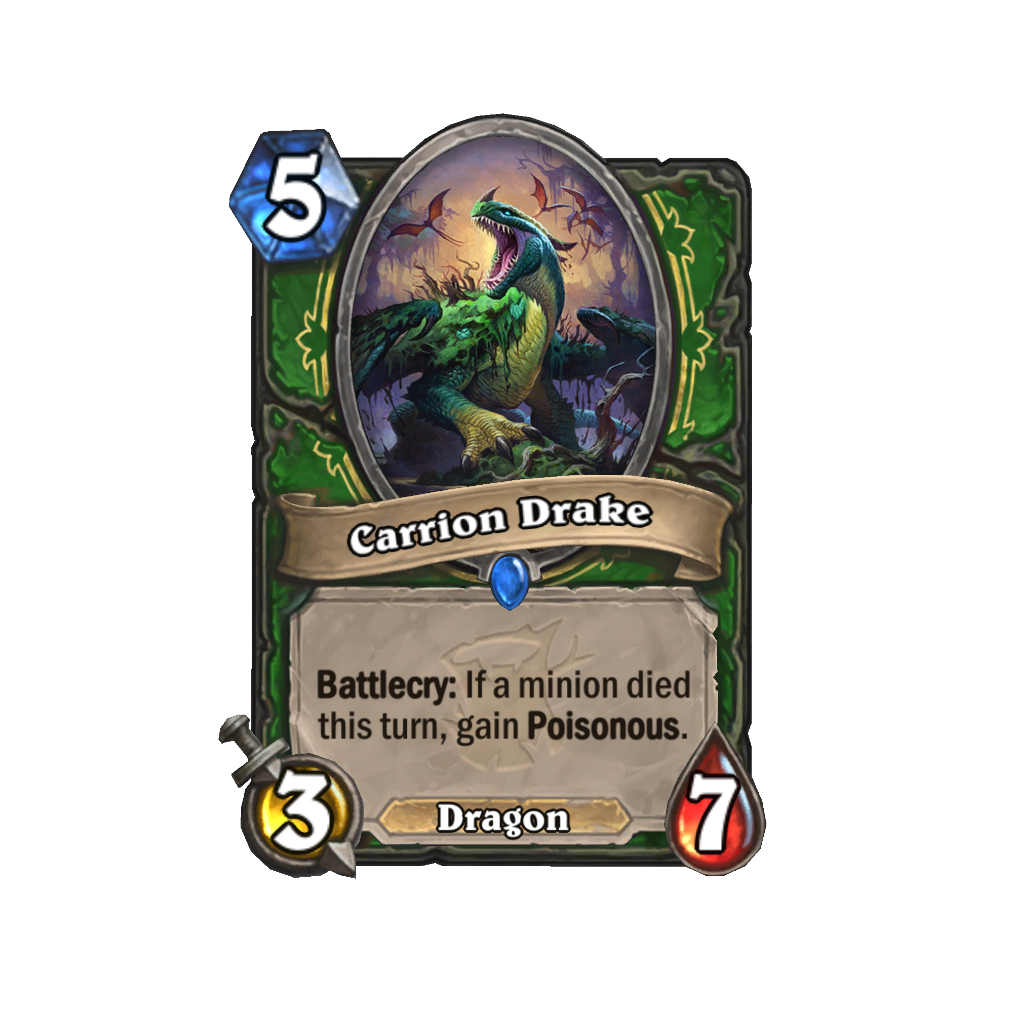 Carrion Drake is one of several new cards that might bring about Dragon Hunter in Hearthstone's Witchwood expansion.