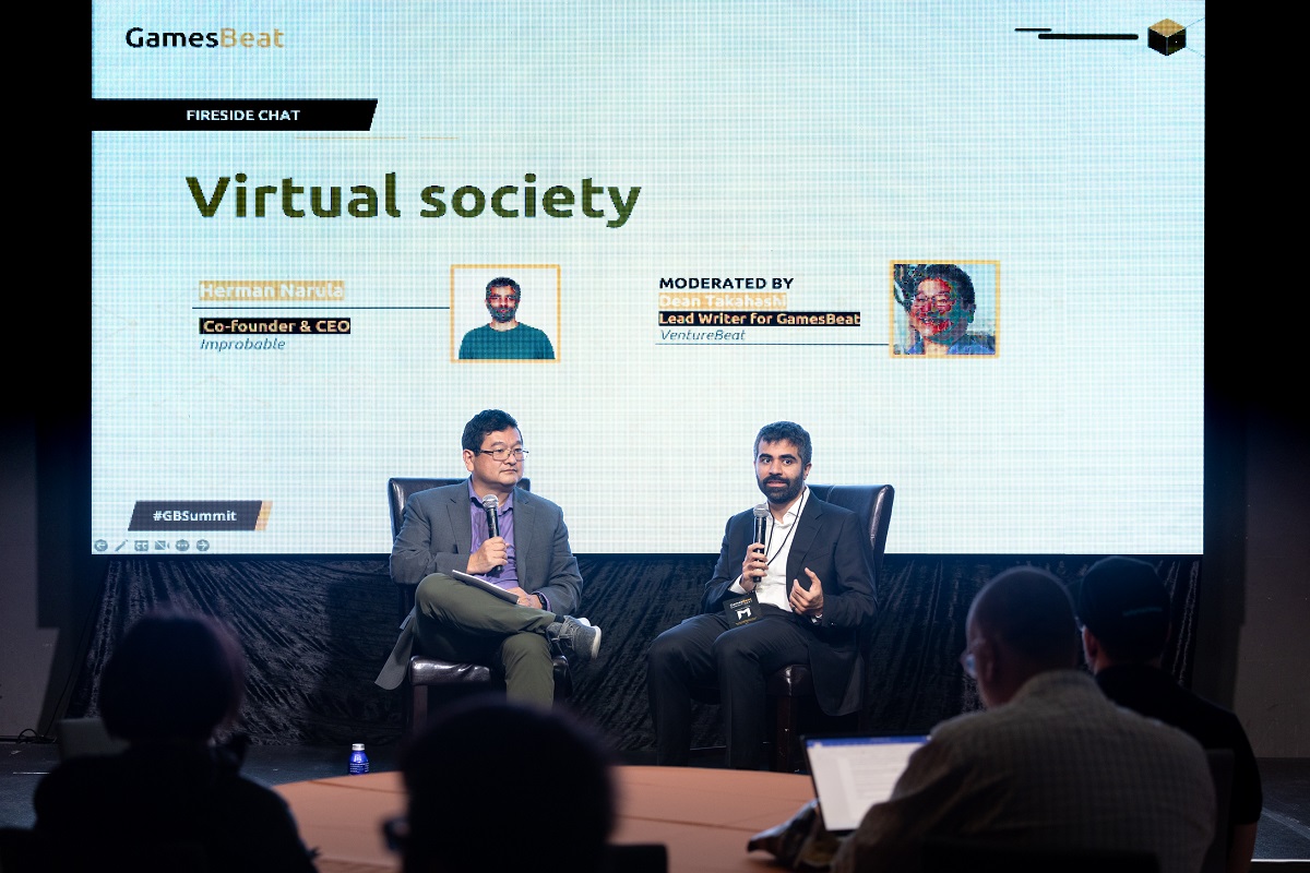 Dean Takahashi and Herman Narula of Improbable at GamesBeat Summit Next 2022.