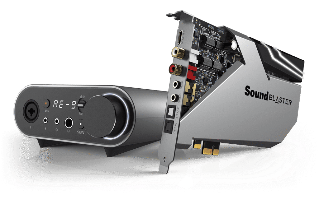 The Sound Blaster AE-9 and its breakout box.