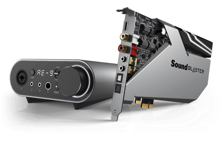 The Sound Blaster AE-9 and its breakout box.