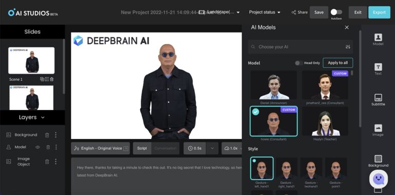 AI Howie is a version of comedian Howie Mandel. It was created by DeepBrain AI.