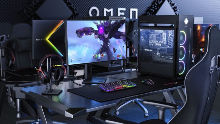 HP's new Omen 45L desktop and gaming monitor.