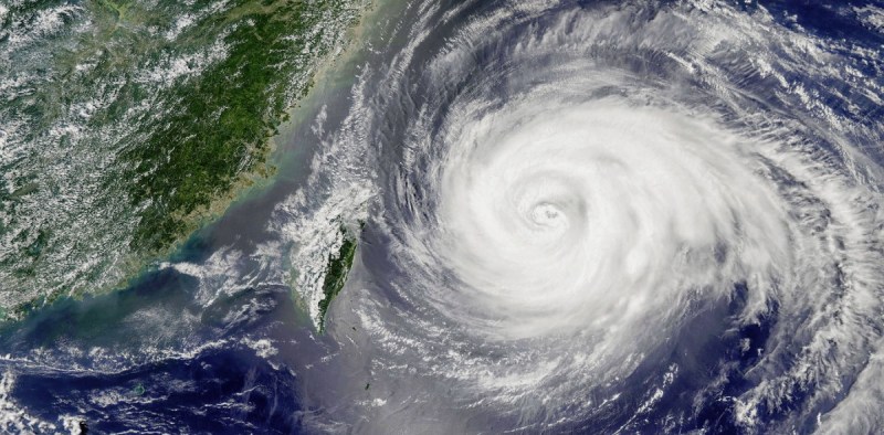 Hurricane Maria hitting Puerto Rico