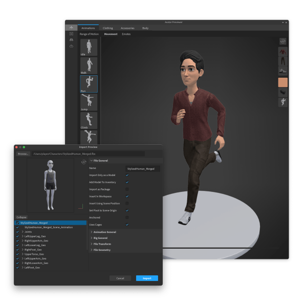 Roblox UGC avatar import preview