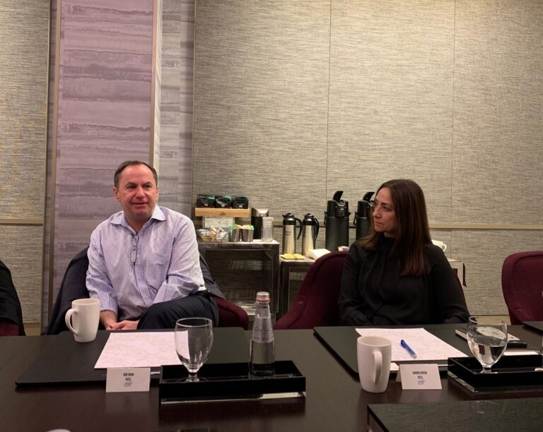 Intel CEO Bob Swan and senior vice president of network platforms Sandra Rivera.