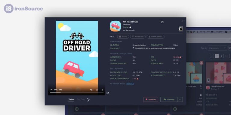 IronSource's Ad Quality Solution helps assess ads in mobile games.