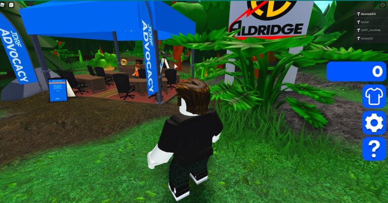 Dean Takahashi wanders through the JDRF area inside Roblox.